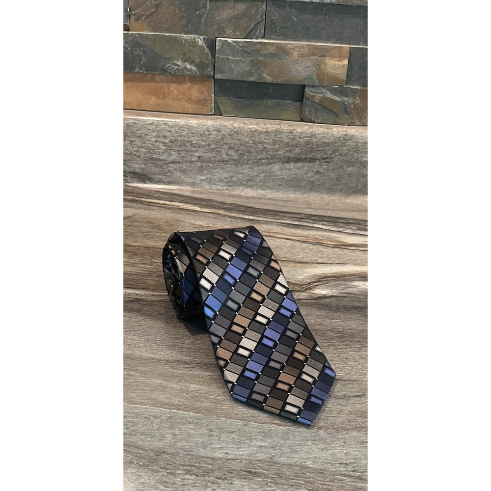 KENNETH COLE Necktie 100%‎ Silk Men's Beautiful Geometric Tie Fast Shipping!